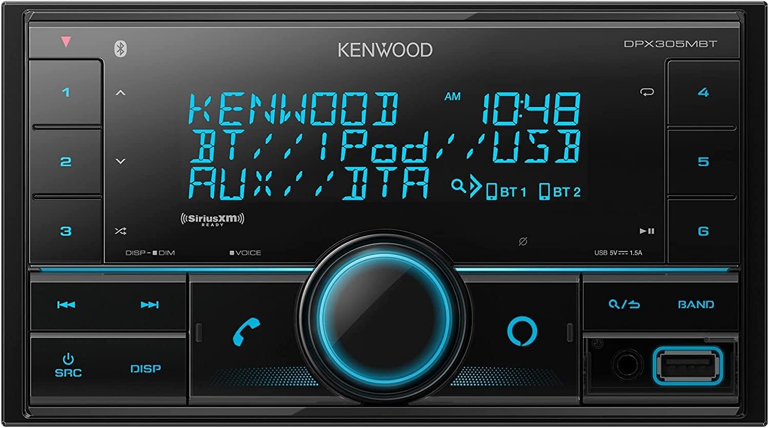 KENWOOD DPX305MBT Double DIN in-Dash Digital Media Receiver with Bluetooth (Does not Play CDs)