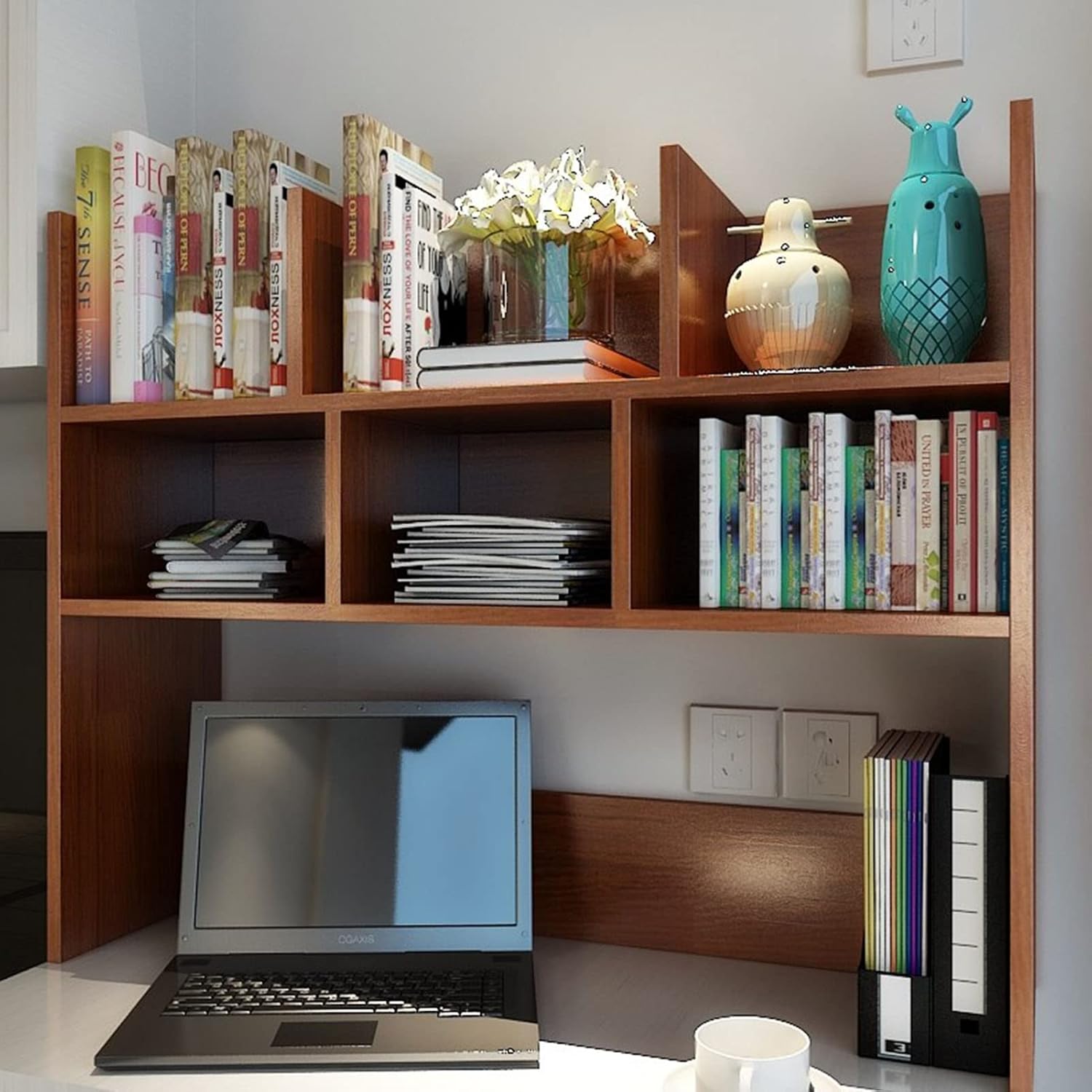 Desktop bookshelf Solid Wood Desktop Bookshelf - Children's Bedroom Small Multifunctional Bookcase, Dormitory Simple Multi-layer Bookcase, Office Large Capacity Desktop Storage Rack, Home Decoration (