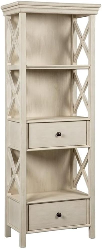 BOWERY HILL Contemporary 3-Shelf Engineered Wood Bookcase in Antique White