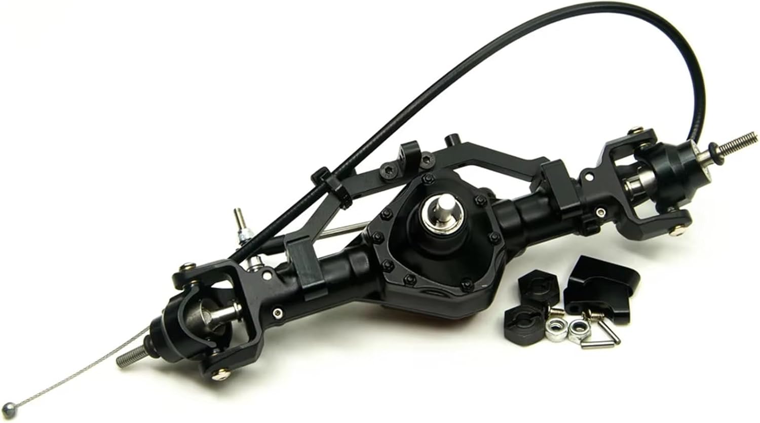 RC Car Accessories Compatible with Axial for SCX10 1/10 RC Crawler Car Upgrade Parts Metal Front Rear Axle with 4WD Lock Heavy Duty Steering Linkage Kit(Front Axle)