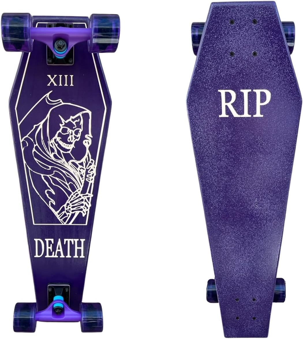 Coffin Death Tarot Purple Skateboard | Longboard | 30x9 | Coffin Croozer