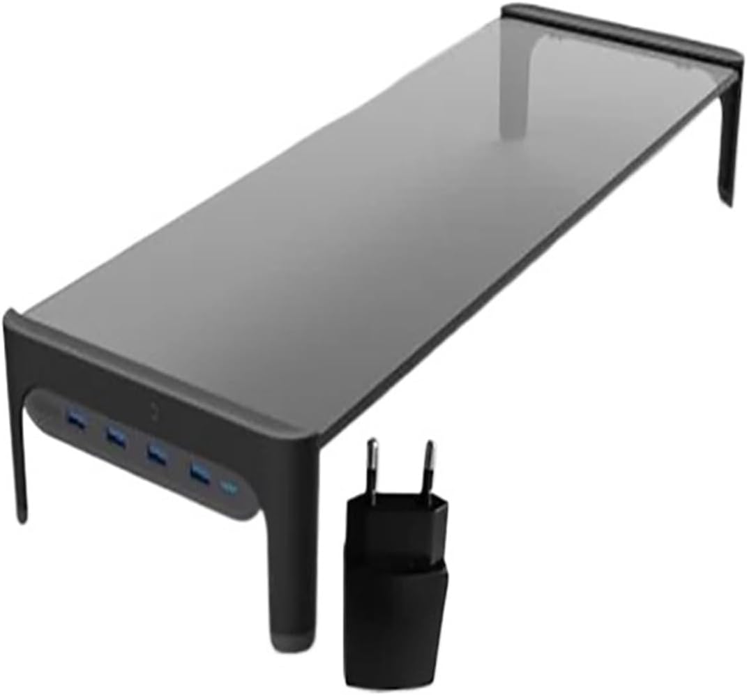 Desktop monitor laptop stand space bar anti-slip desk riser(EU Plug-USB3.0-Black)