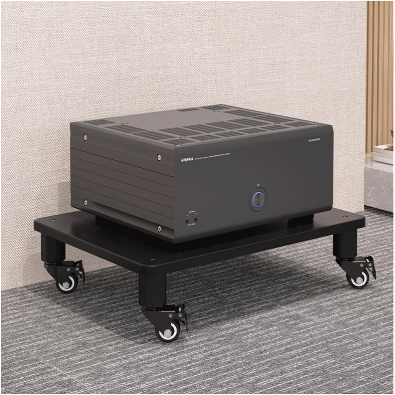 XMFBSY Medios Audio Rack Tower with Wheels Home Stereo System Entertainment Components Cabinet Heavy Duty Audio-Video Media Stand for Home Office Theater Organizer(Black