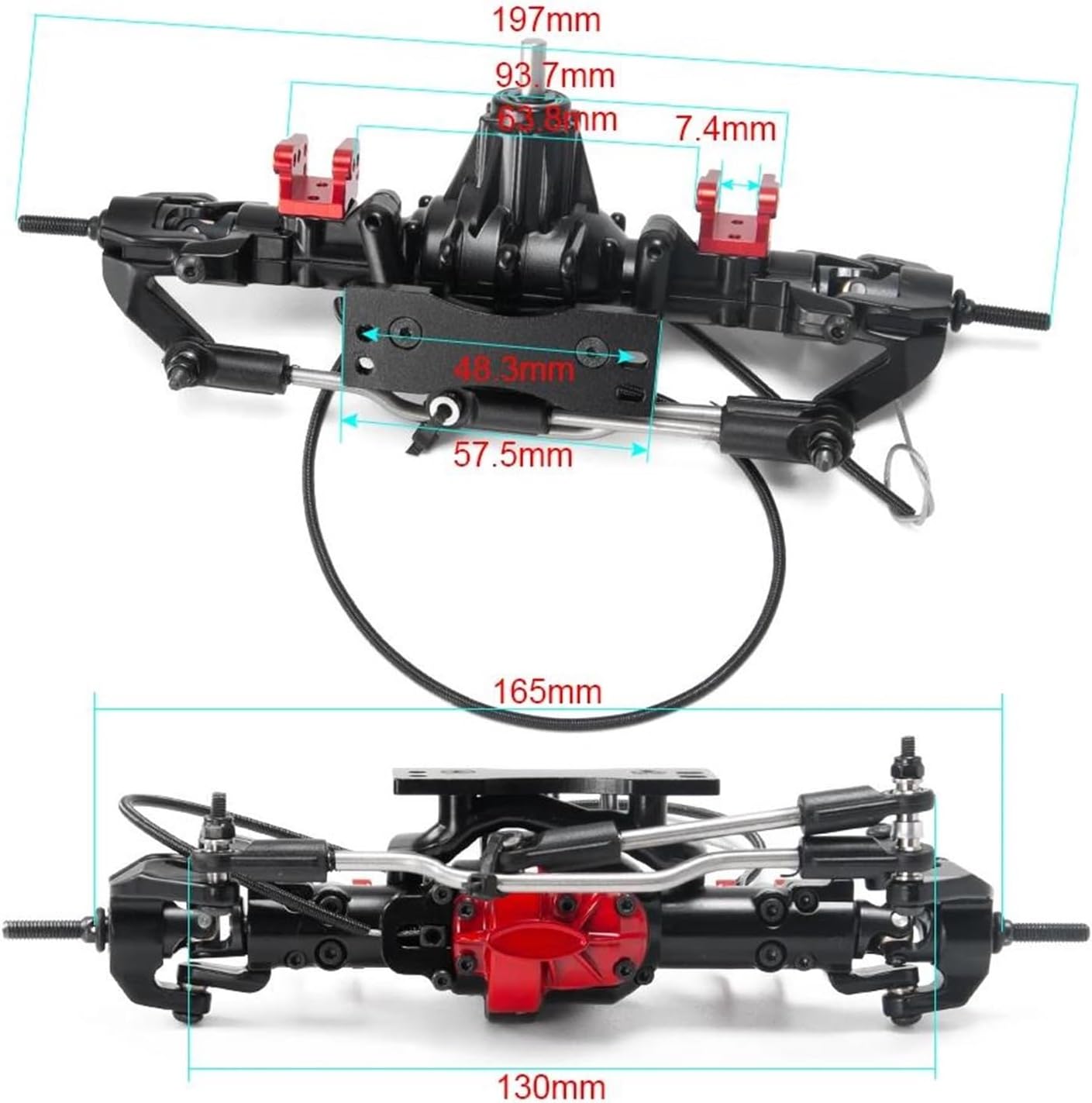 RC Vehicle Axles Compatible with D90 1:10 Scale RC Rock Crawler Car Model Accessories Parts Aluminium Alloy Front/Rear Axle with Differential Lock(1Set)