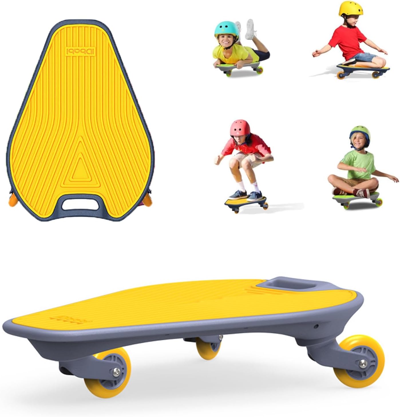 Skateboard for Kids with Bright LED Wheels Wide Base Combo Skateboard and Balance Board, Suitable for Beginners, Can Bear 220 Pounds