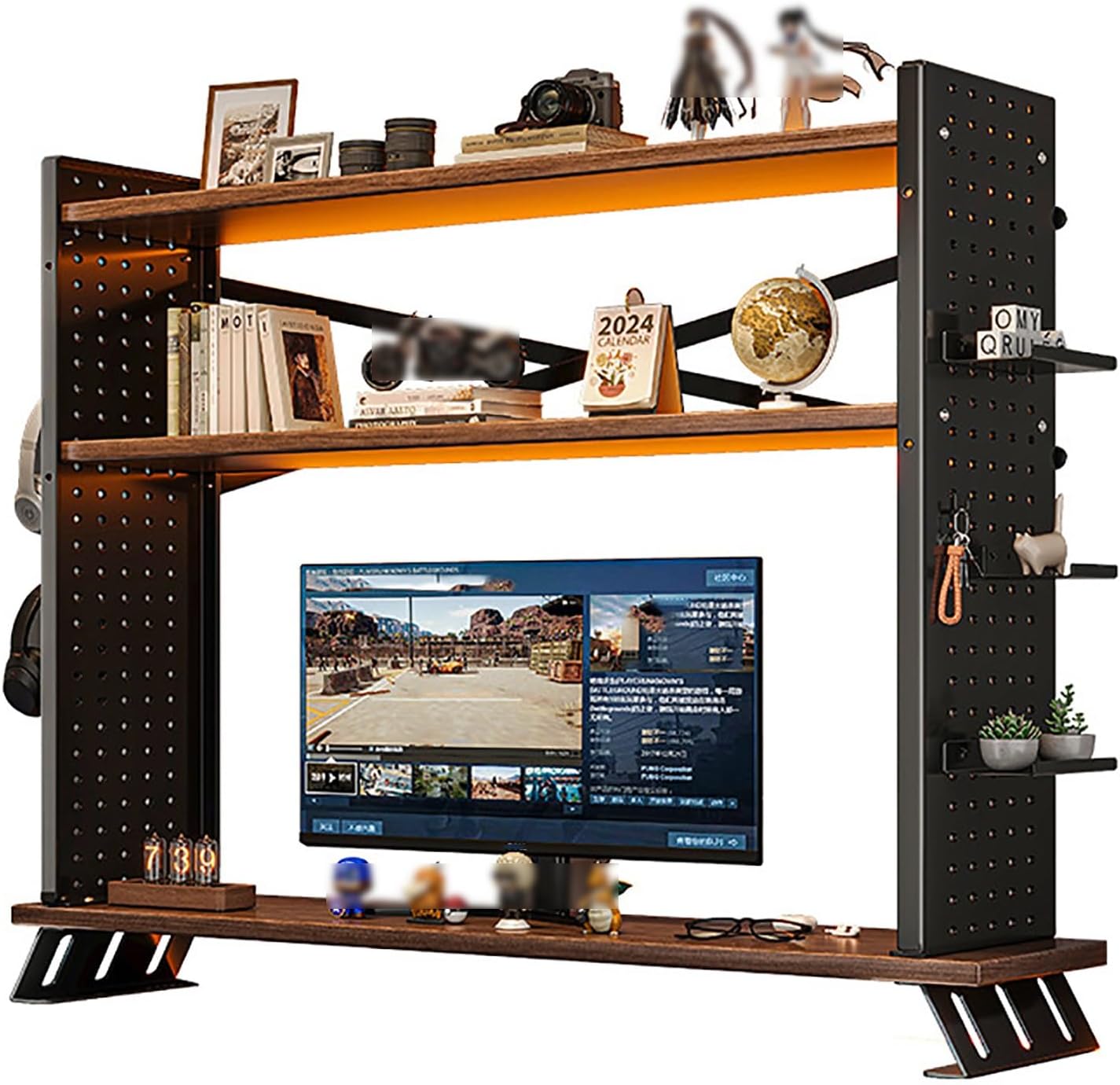 Gaming Accessories for Desk 2 Tier Desktop Bookshelf for Computer Desk, Adjustable Display Shelf Rack Organizer, for Office, Home Decor, Kitchen(Size:100 * 20 * 93cm/39 * 8 * 37in)