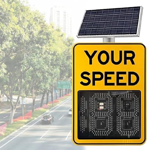 60x90cm Solar Radar Speed Sign - 24GHz Speed Display, IP56 Waterproof, 0-300m Detection Range for Highways & Speed-Limited Roads, Traffic Safety Device, Energy-Efficient Solution
