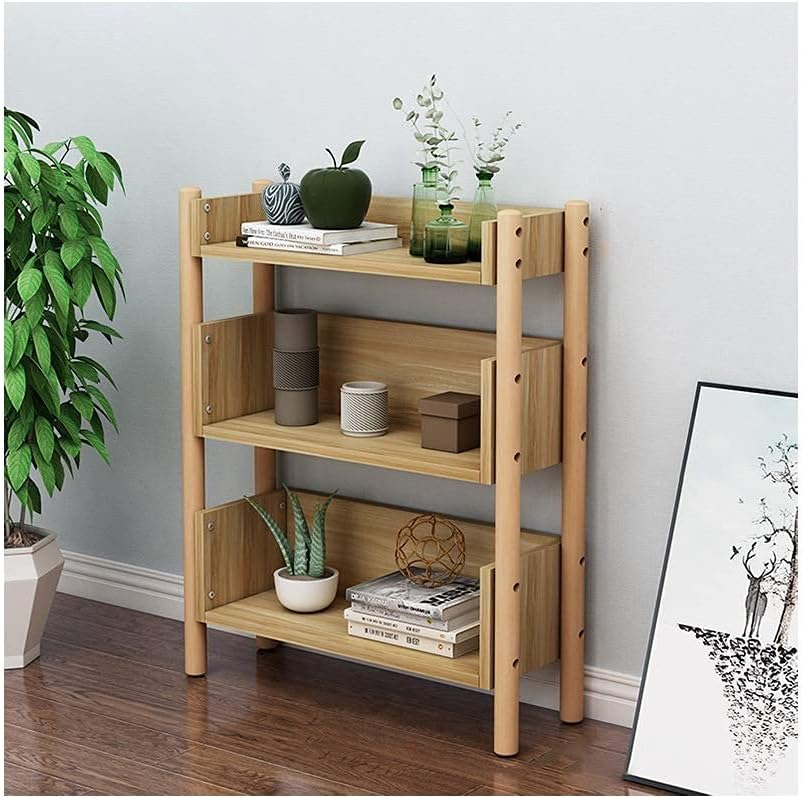 Bookshelf Small Bookshelf Wood Standing Bookcase Multipurpose Storage Rack Display Shelf Wide Open Wood Shelving Unit for Home and Office (Color : White, Size : 2 Layers)