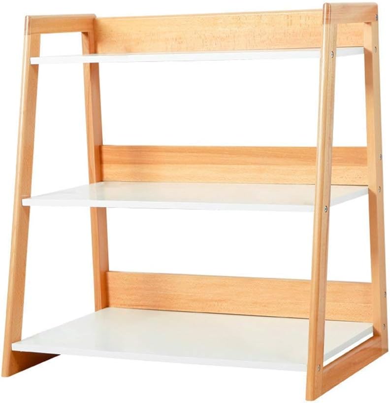 Rack 3 Tier Wooden Ladder Shelf Standing Shelf Unitdisplay Rack Bookcase Storage Oak Color Bookcase Shelf Storage (Color : Oak Size : 76.5X44X81Cm)
