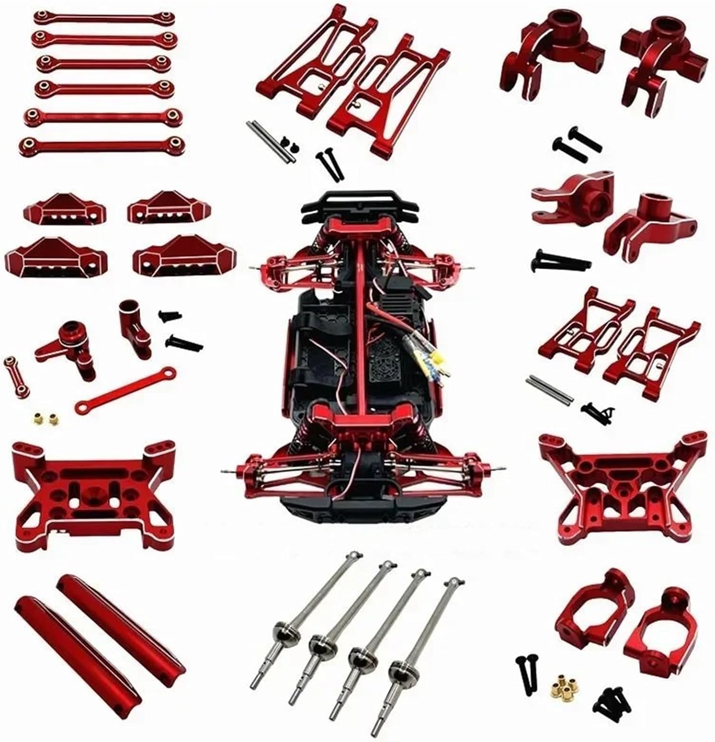 RC Repairs Models For MJX 10208 V1 V2 1/10 Front Rear Steering Cup C For Seat Aluminum Metal Alloy Upgrade Parts RC Crawler Car(Titanium)