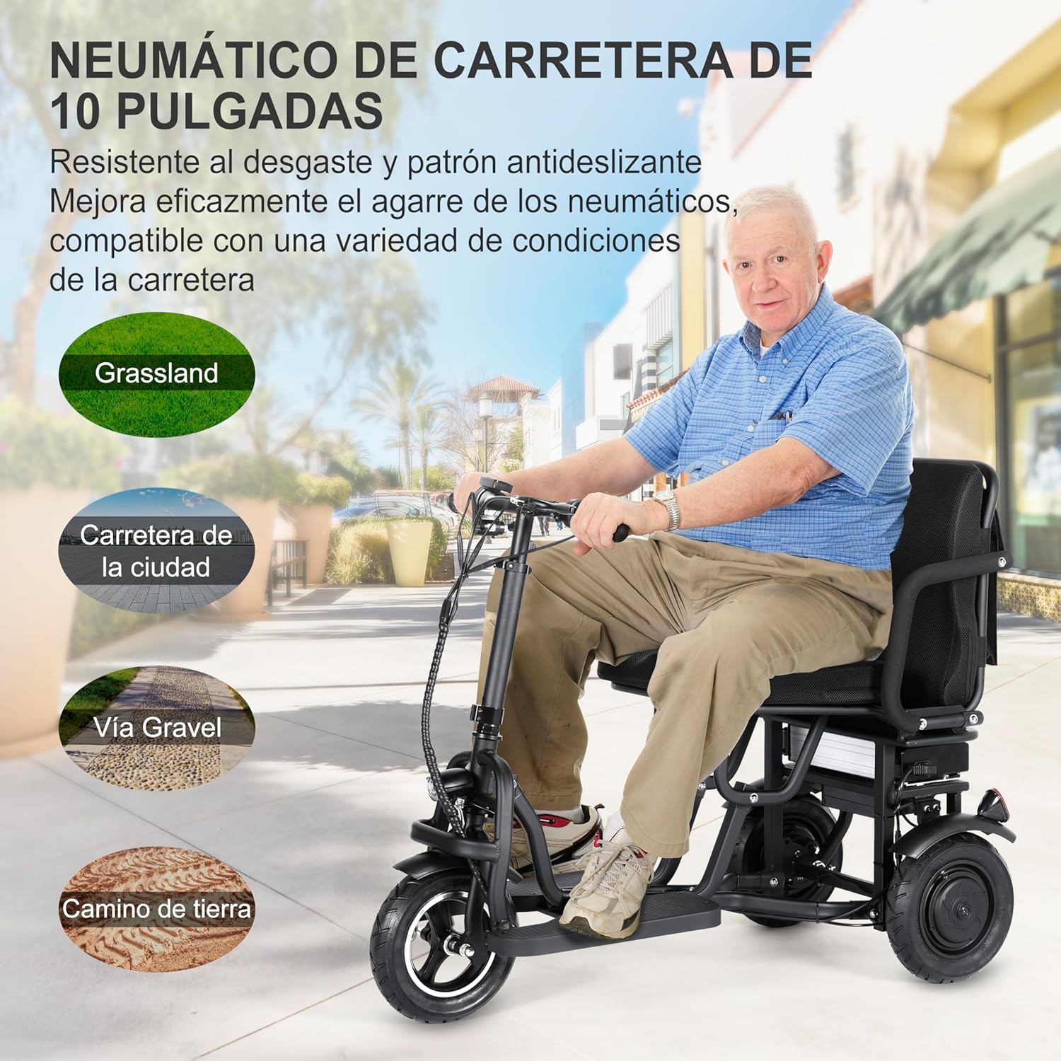 TopMate ES11 3 Wheel Electric Scooter Lightweight Folding Dual Motor Powered Mobility Scooter for Adult Seniors with Ergonomic Seat and Removable Battery, 3+1 Speed, E-Trike with Basket - Black