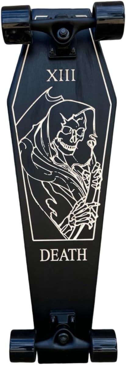 Coffin Death Tarot Black Skateboard | Longboard | 30x9 | Coffin Croozer
