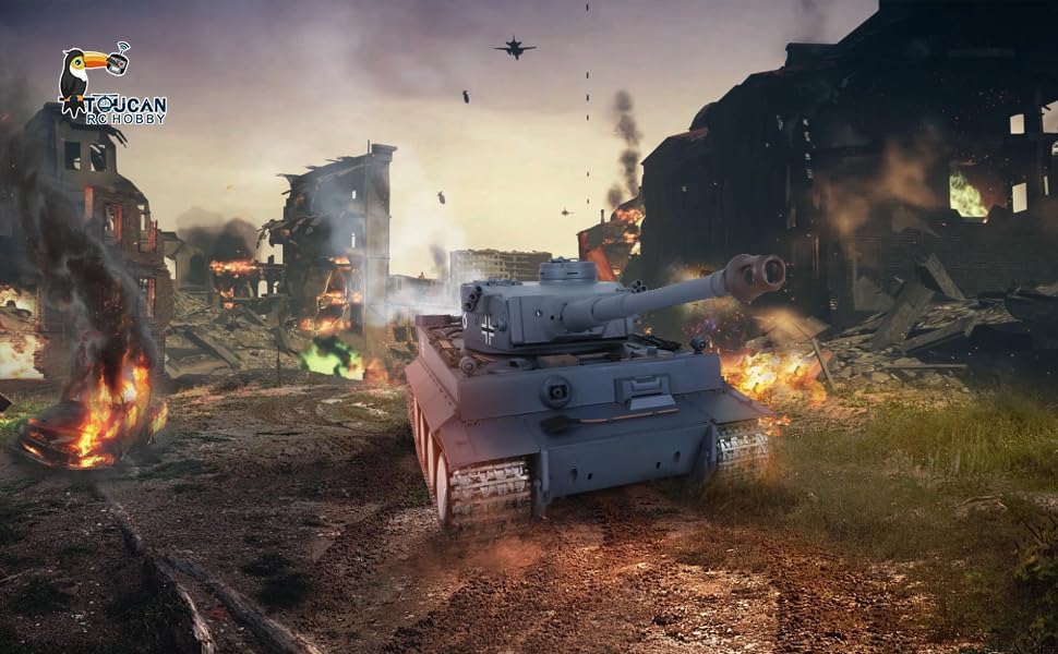 TOUCAN RC HOBBY US in Stock Henglong 1/16 7.0 Tiger I RTR RC Tank 3818 W/Barrel Recoil Metal Tracks Wheels (Professional Version) BB Airsoft That Shooting BB Bullets