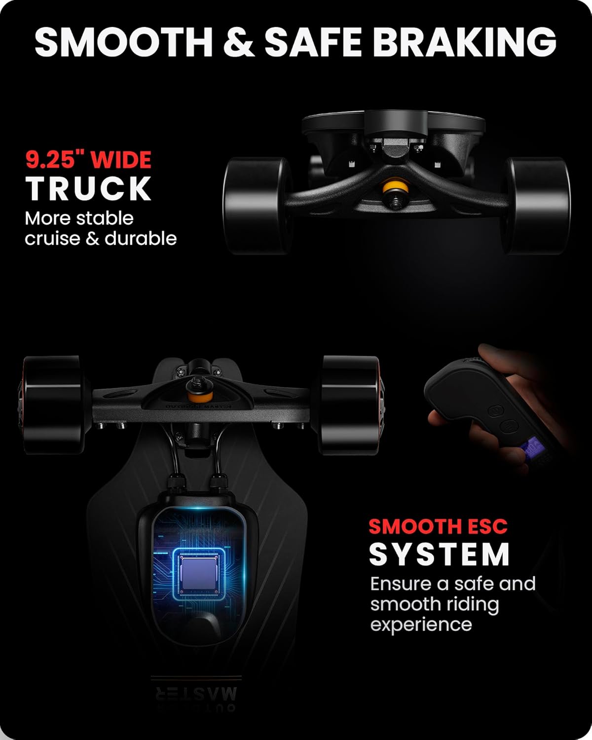 OutdoorMaster Caribou Electric Skateboard with Remote, 26 Miles Range, 32 Mph Top Speed, 2 x 1000W Hub-Motor, Electric Longboard for Adults & Teens Beginners, 6 Months Warranty