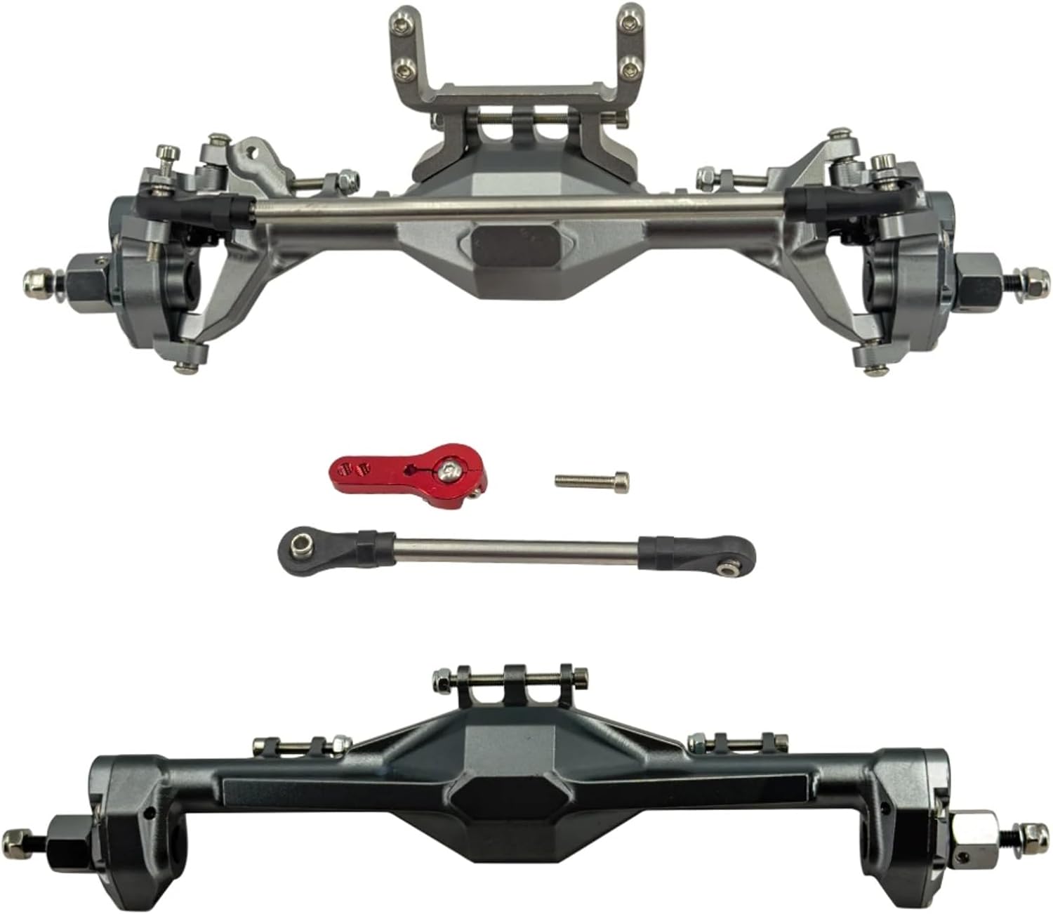 for Axial for Scx10 Ii 1/10 Rc Crawler Car 6x6 Axles Set Kit Front and Rear Upgrade Parts Aluminum Metal Extended Wide Accessories RC Car Parts Accessories(Metallic,Front Rear Axle)