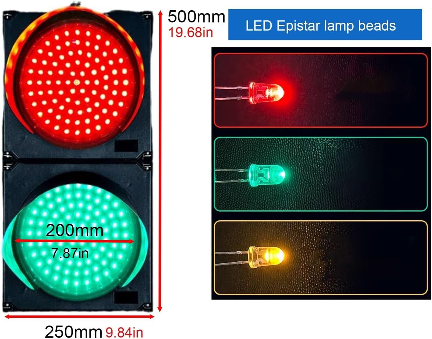 200mm(8inch) Traffic Light, Industrial LED Traffic Stop Light, Red/Green Stop and Go Light, Traffic Signal Light, Dock Bay Indicator Warning Light, PC Housing,Easy to Install