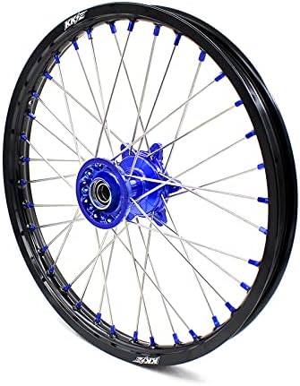 KKE 1.6 * 21/2.15 * 19 MX Casting Off-road Dirt Bike Wheels Compatible with YAMAHA YZ125 YZ250 1999-2026 YZ250F YZ450F 2003-2026 YZ250X YZ250FX WR250F WR450F Blue Nipple