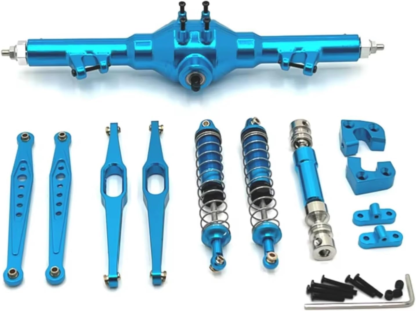 for Wltoys for 124006 12423 12427 12428 12429 1/12 Metal Rear Axle Drive Shaft Shock Absorber Trailing Arms RC Car Upgrade Parts Kit RC Vehicles Parts(Blue)