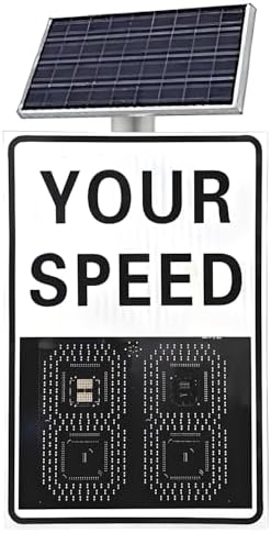 Solar Powered LED Speed Display Sign - High Visibility Aluminum Traffic Feedback Board, Radar Speed Monitor for Road Safety, 19.69 * 27.56inches