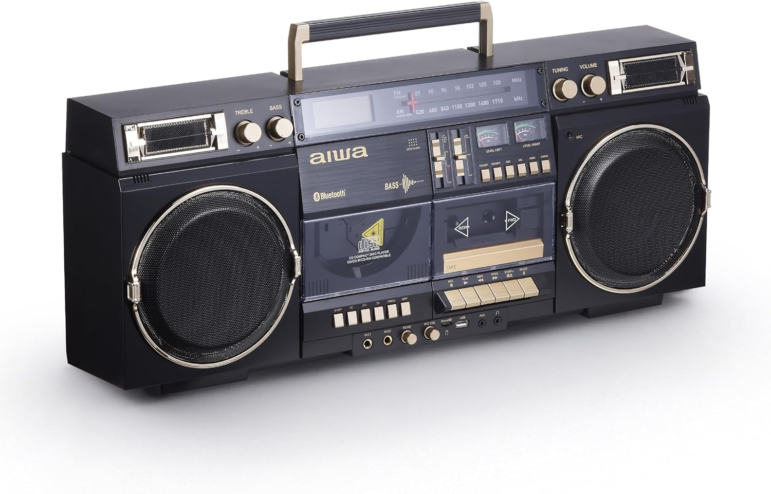 aiwa Retro Boombox BackTrack CD Player with Cassette Recording