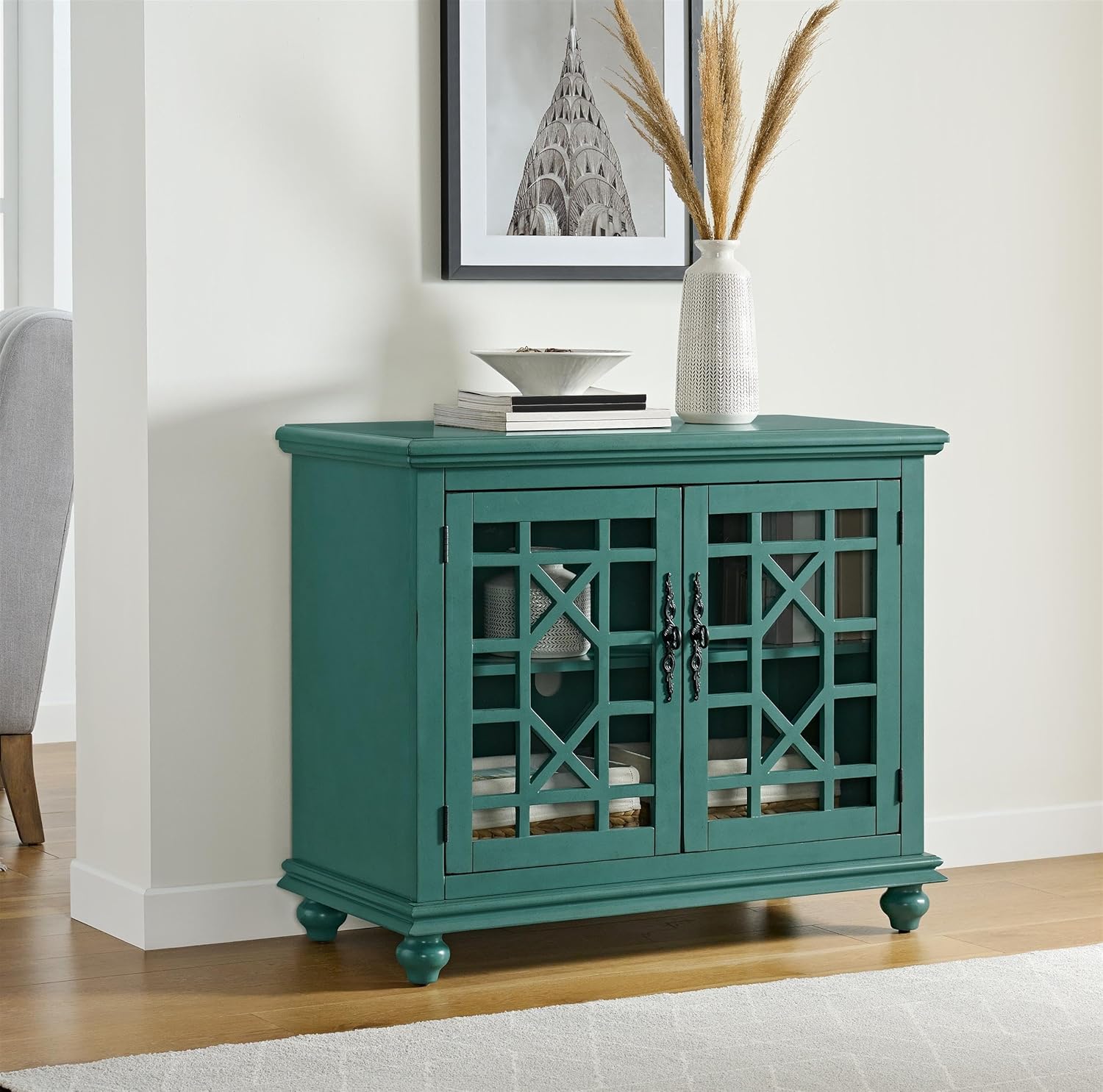 Martin Svensson Home Elegant Small Spaces Accent Cabinet with Glass Doors