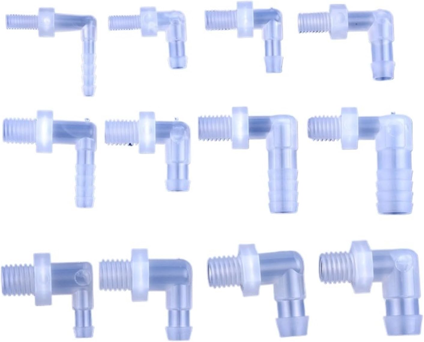 5~200pcs M6~M12 to 4~12mm Food Grade Plastic PP Pagoda Elbow Connector Aquarium Tank Fittings Micro Irrigation Water Hose Joint(M12-10mm,200 Pieces)