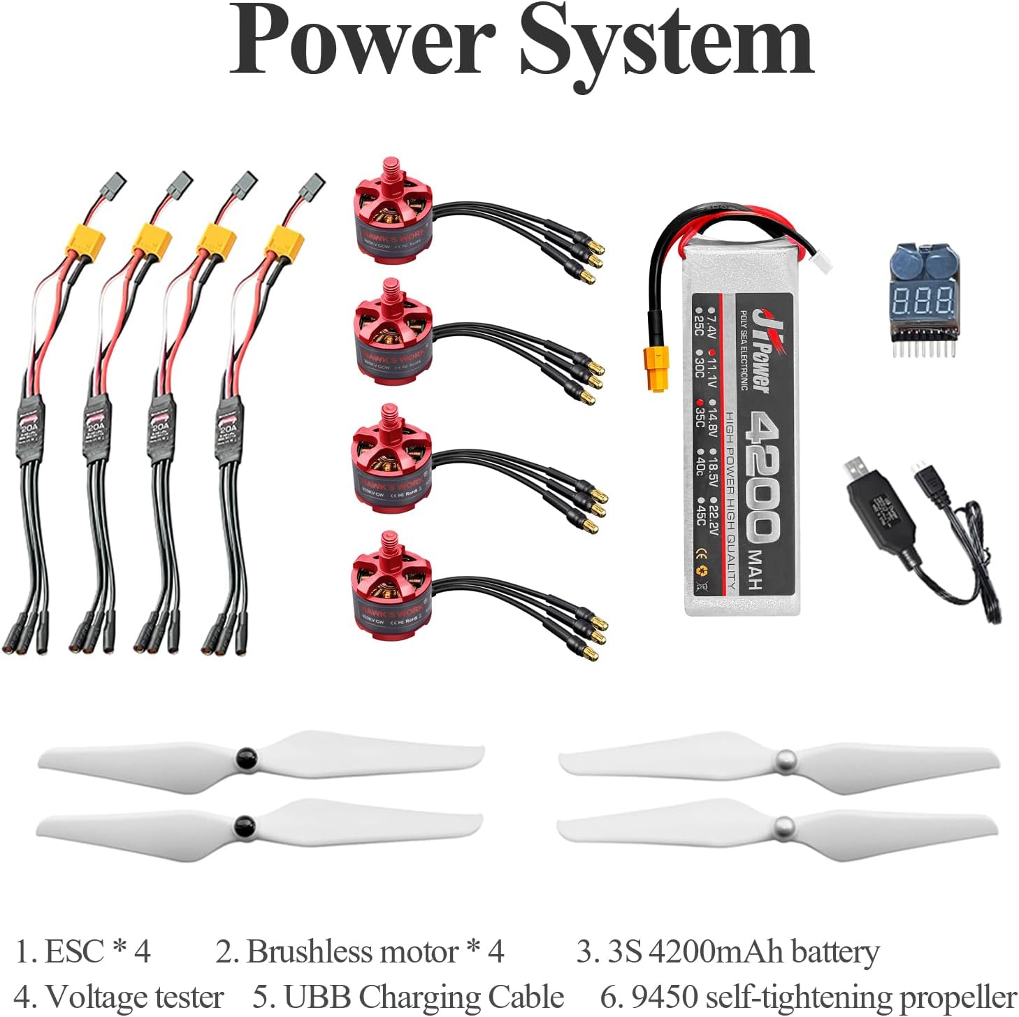 HAWK'S WORK F450 Drone Kit to build, Frame + Pixhawk + GPS + Power Module + ESC + Brushless Motor + Prop + Battery + Accessory + Guild Book & Video (B)