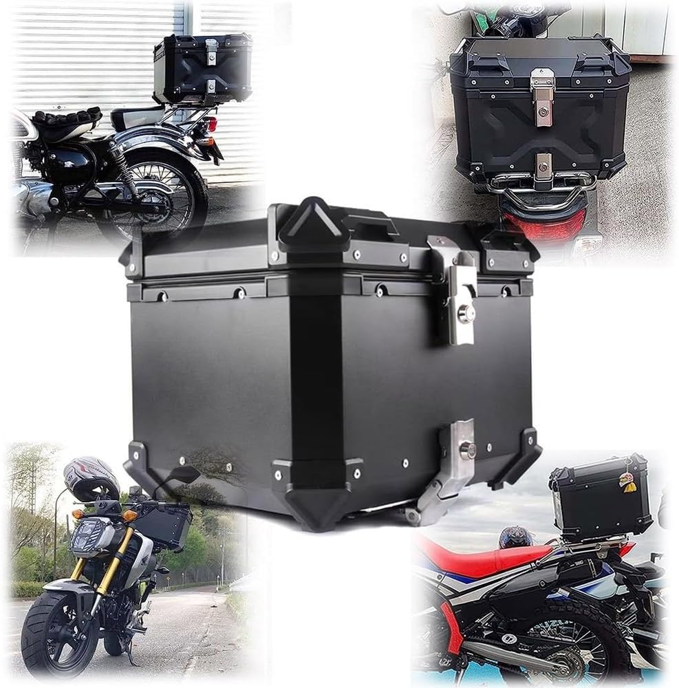 EMENAR Top Case Tail Box For Motorcycle Cycling 36L 45L 55L 65L Motorcycle Trunk Storage Box Fit For Scooters And Quads With Universal Mounting Hardware (Color : Black, Size : 55L)