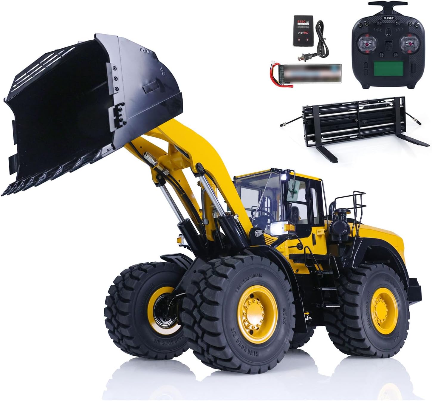 TOUCAN RC HOBBY US in Stock Metal 1/14 RC Hydraulic Loader WA480 Heavy Construction Machine Differential Lock Axles Quick Coupler Fork Light Sound ST8