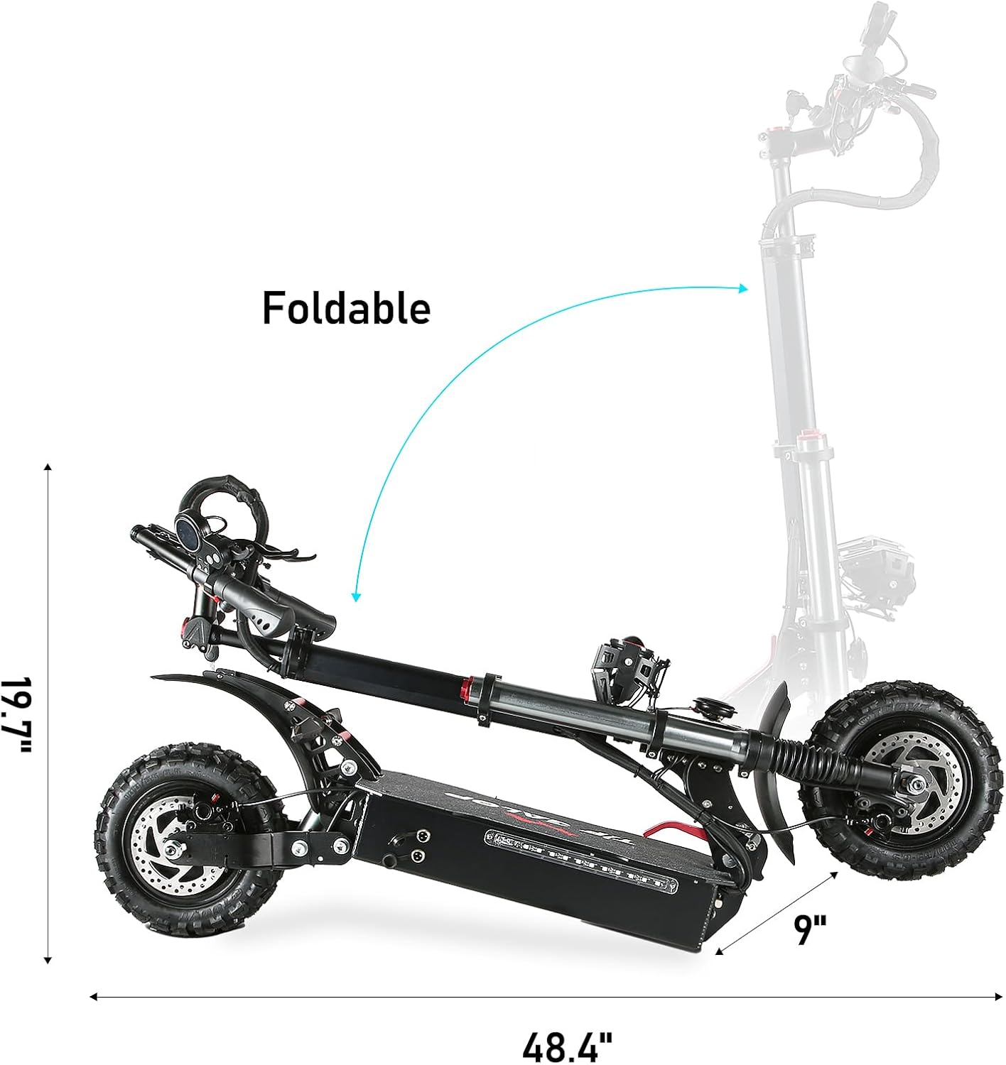 60V 38AH/27AH Electric Scooter Adult,6000W Dual Motors Max Speed 50MPH, Range 45-60 Miles Foldable Electric Scooter with Seat, Dual Suspension All Terrain E-Scooter