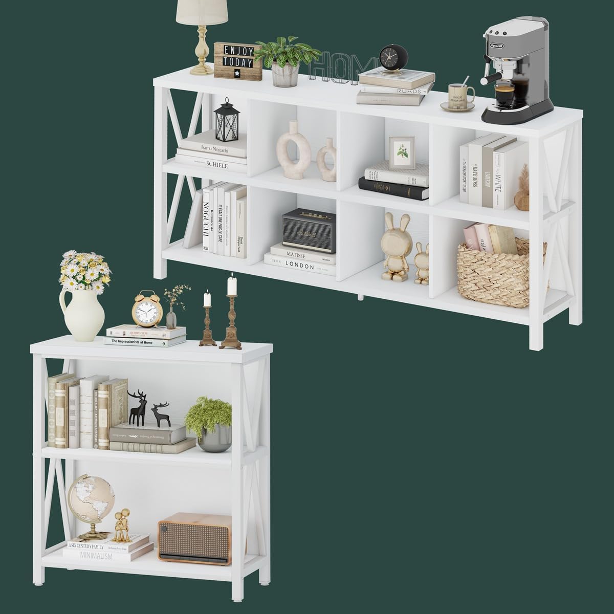 FATORRI 8 Cube Storage Organizer Bookshelf and Small Bookcase for Home Office (White Oak)