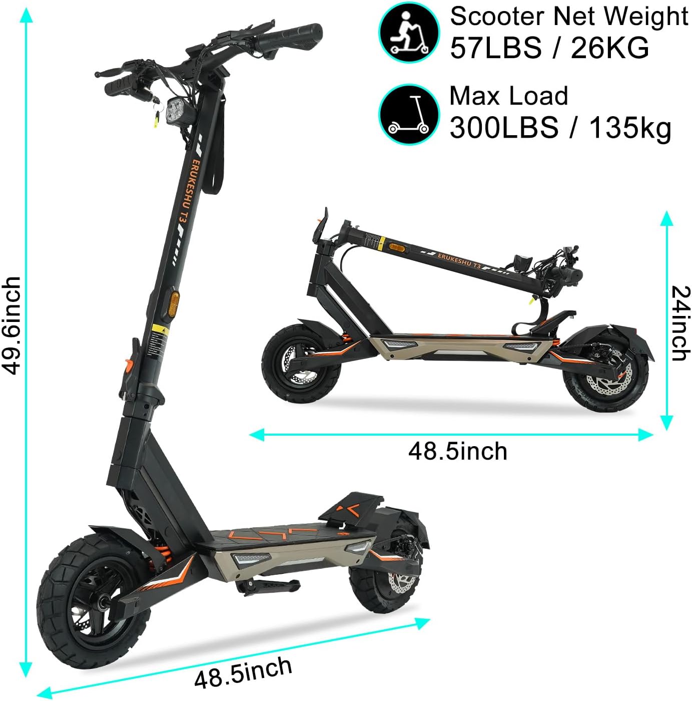 Electric Scooter Adults 1600/6000W Motor 50 Miles Long Range & 40/45/50 MPH Top Speed 10