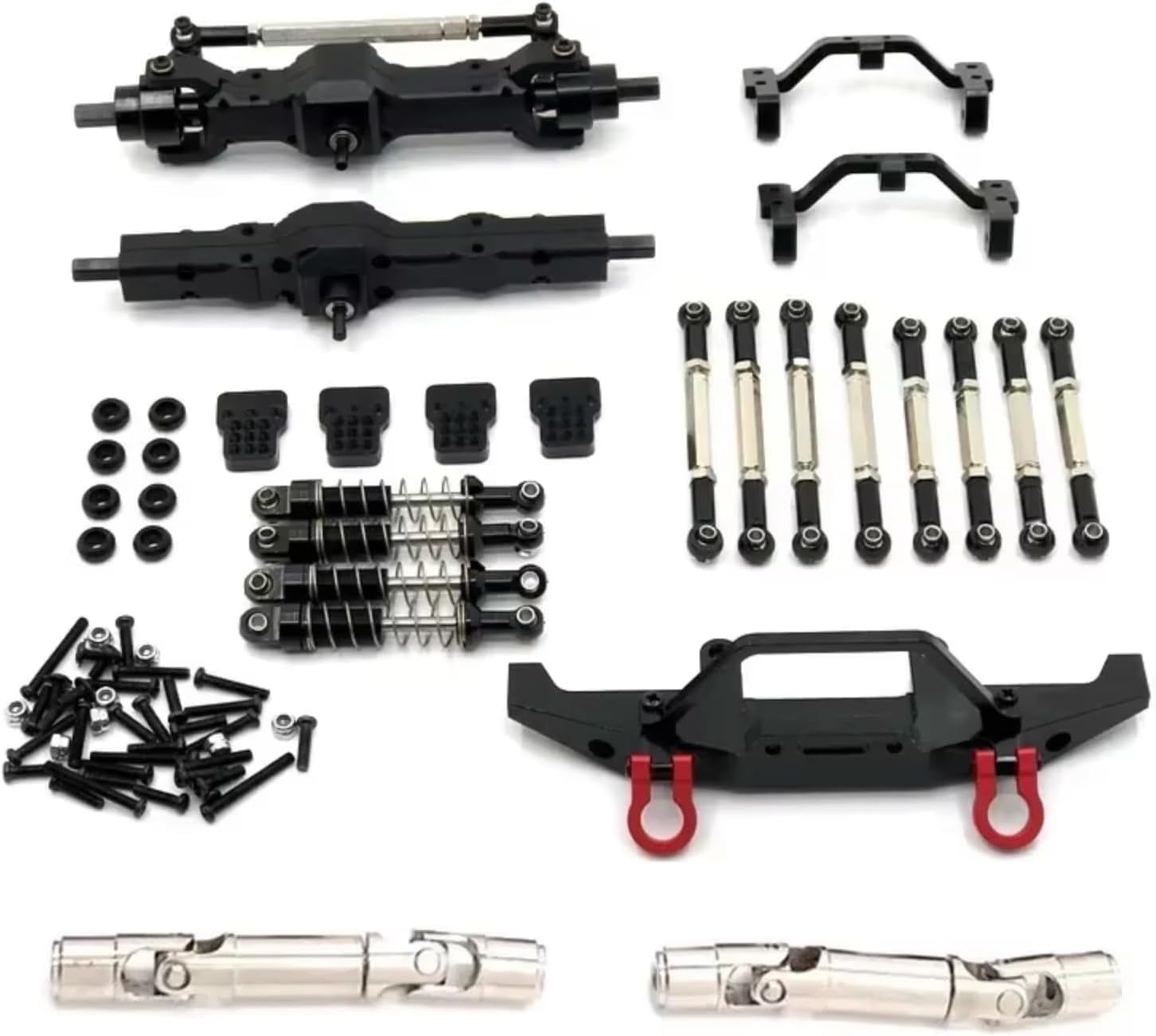 RC Car Accessories For Feiyu FY003-5A For WPL C14 C24 1/16 Metal Tie Rod Shock Absorber For Seat Nine Piece Set RC Car Parts Upgrades And Replacements Repairs(Black)