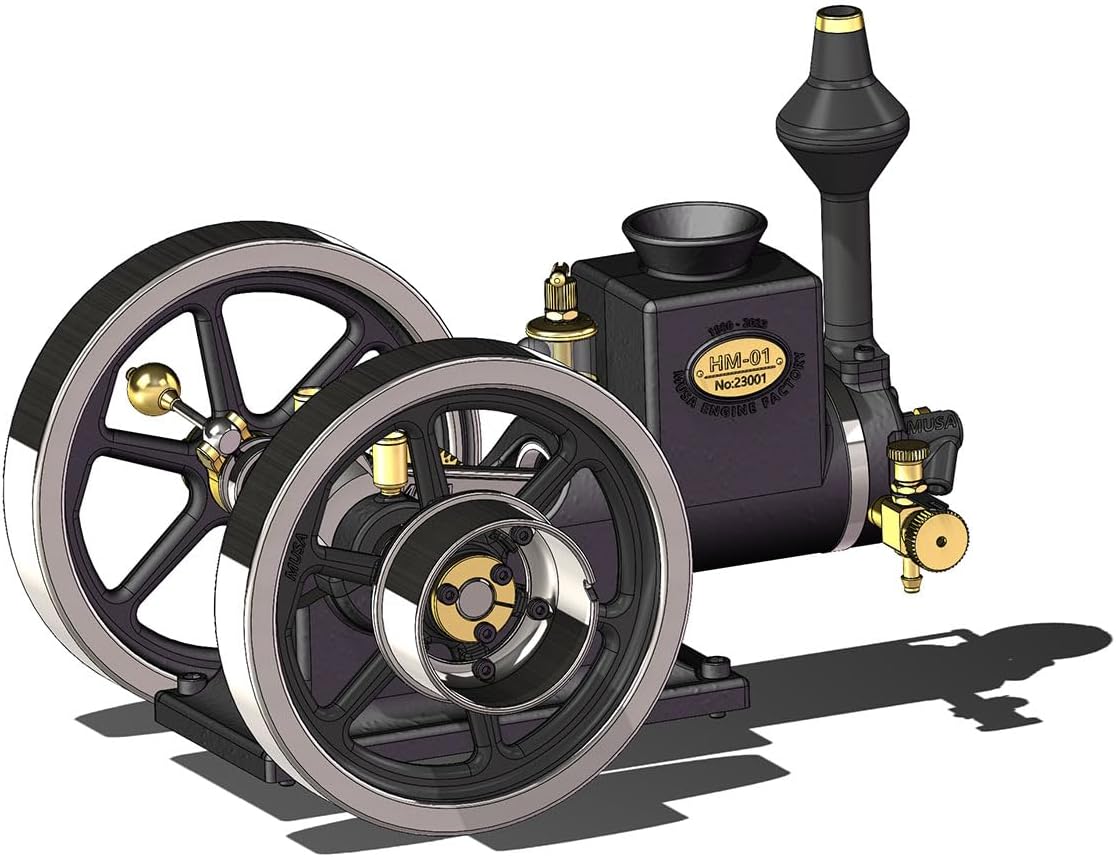 Retrol HM-01 7cc Hit and Miss Engine, 4-Stroke Horizontal Internal Combustion Engine Model with High/Low Speed Gear Lever, Gifts for Science and Mechanical Enthusiasts