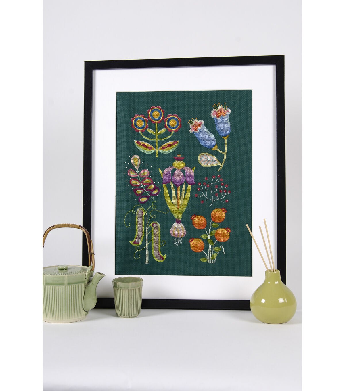 DMC 9 x 13 Emily Peacock Botanical Garden Cross Stitch Kit