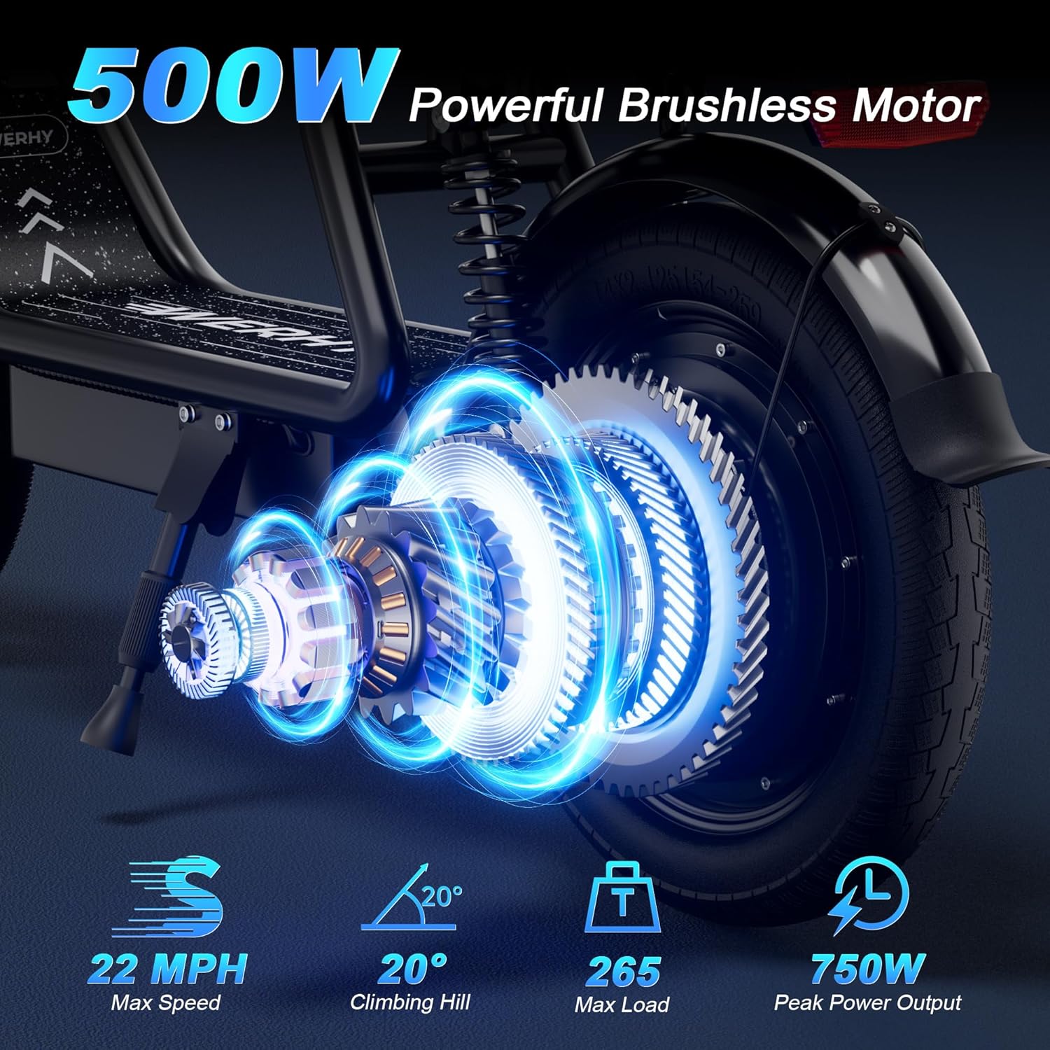 WERHY Electric Scooter,500W Motor, 14'' Tires, Top Speed 22 mph, Max 27/49 Miles Ranges, Foldable E-Scooter with Suspension &Adult with Seat, Digital Display, Cruise Control,Rear Seat Box/Basket