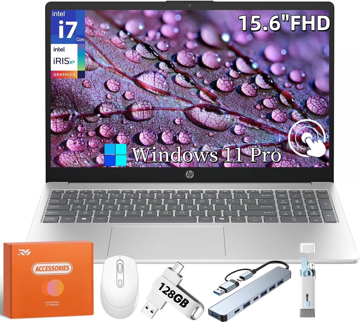 HP 2025 Touchscreen Laptop, Microsoft Copilot-AI, Intel i7-1355U(Beat i7-1255u), Intel Iris Xe Graphics, 15.6