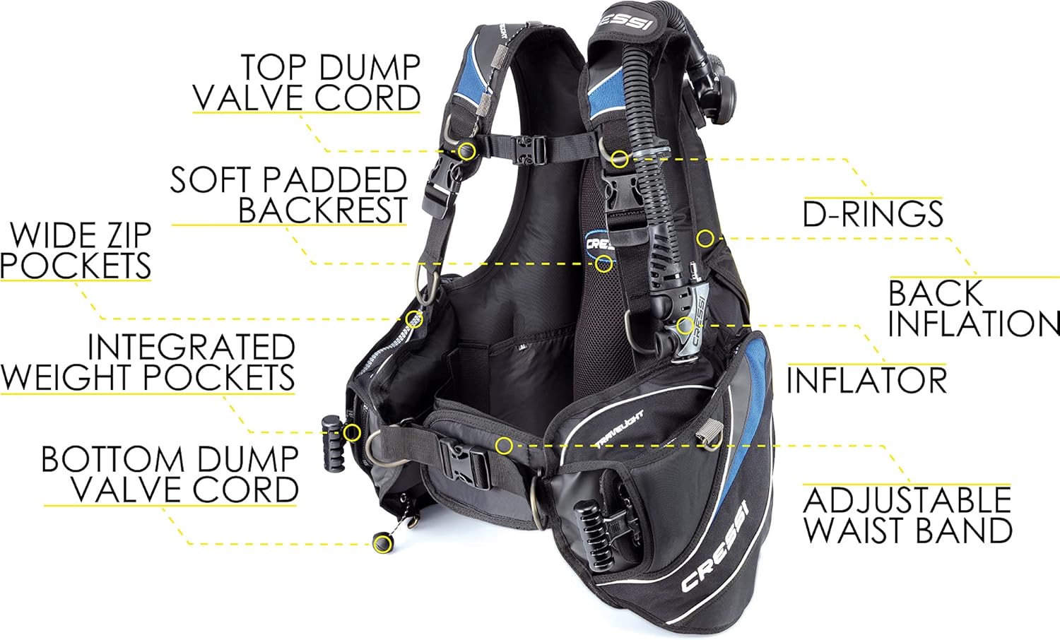 Cressi Travelight 15 LBS Scuba Diving Package Carry On Reg Dive Computer GupG Reg Bag and Kraken Dive Torch