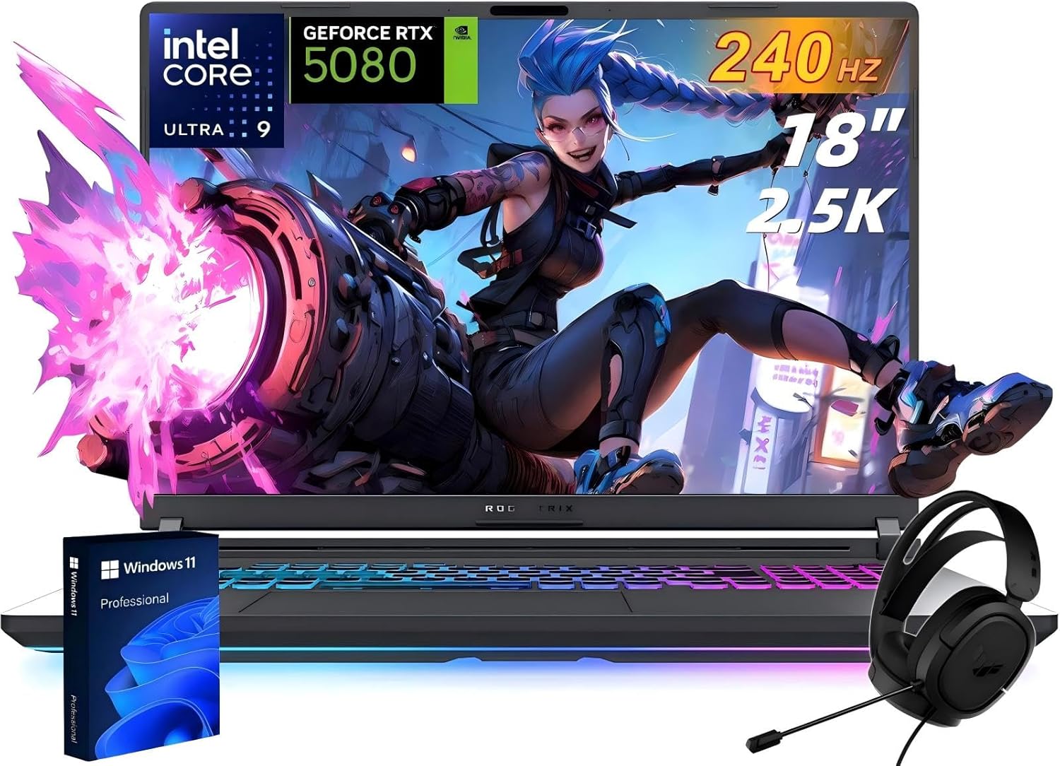 ASUS ROG Strix G18 (2025) Gaming Laptop, NVIDIA RTX 5080 16GB GDDR7, Intel Ultra 9 275HX(24 Cores), 64 GB DDR5, 8 TB SSD, 18