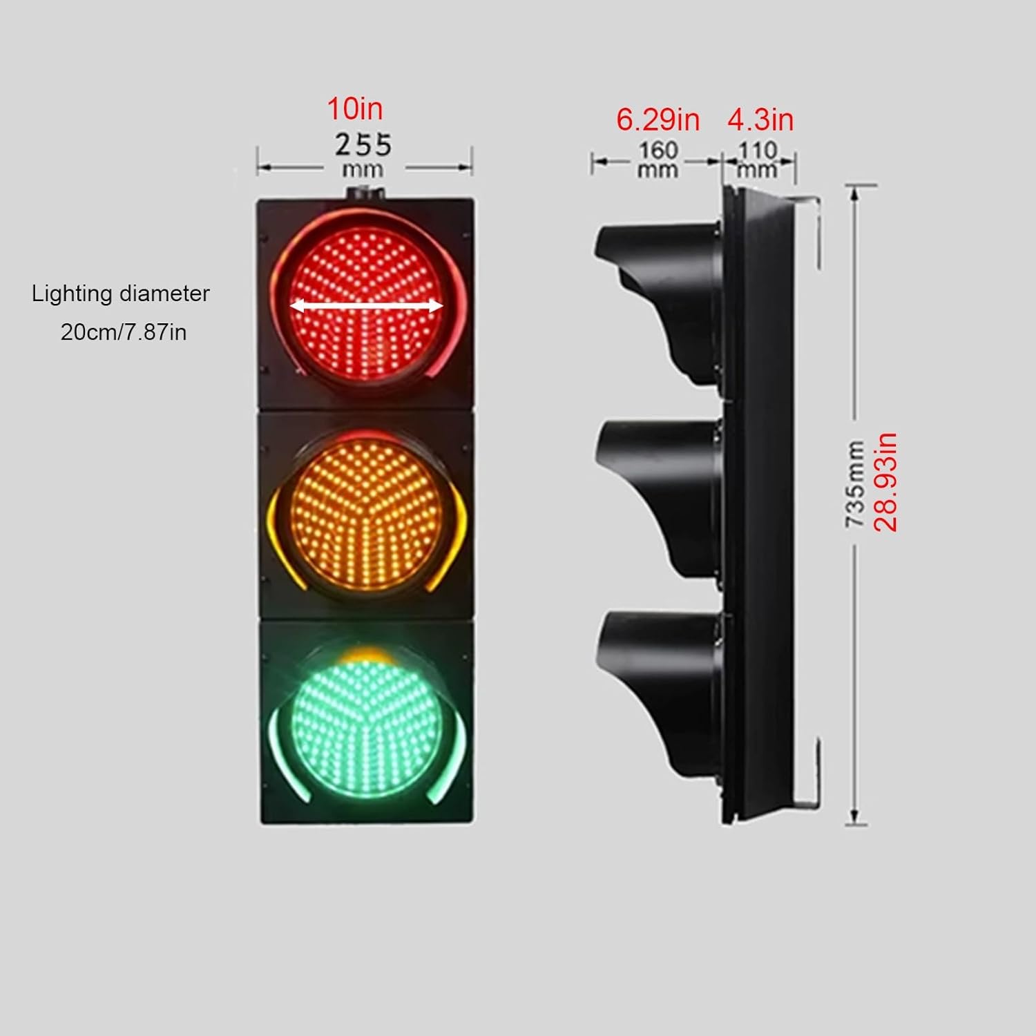 Traffic Light, Red/Green Stop and Go Light, Traffic Signal Light, Dock Bay Indicator Warning Light, for Road, Toll Station, Residential Gate(Black,73.5cm/28.9in)