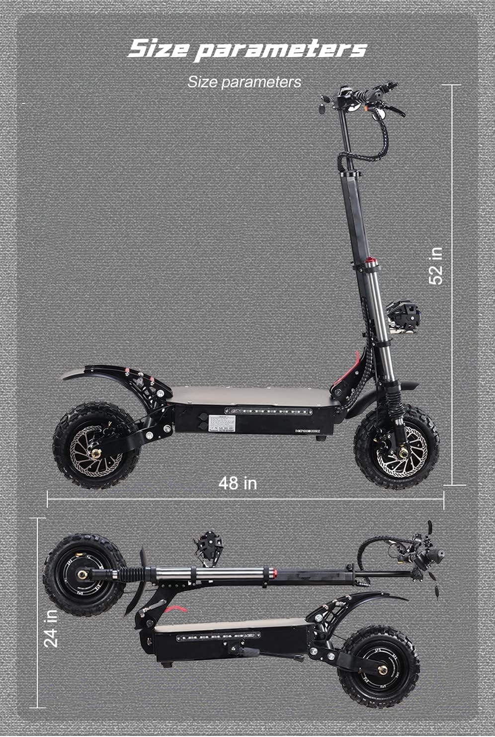 S3-11 Fast Scooter Electric for Adults with Seat Top Speed 50 mph Foldable Off-Road Pro E Scooter 6000W Dual Motor 11in Off Road Vacuum Tire 60V 33Ah Lithium Battery Max Range 55 Mile