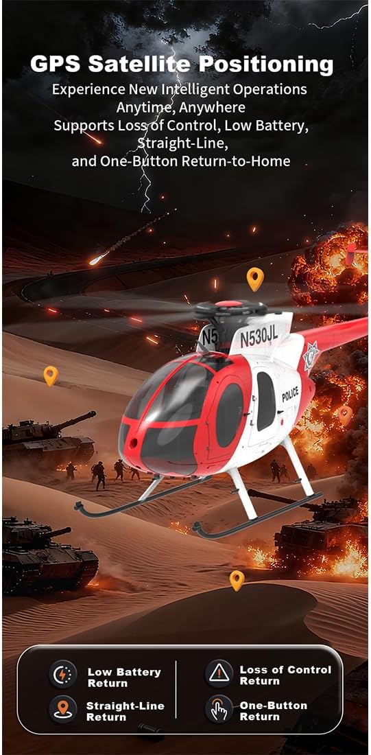 1/16 F119S MD500 Little Bird RC Helicopter, 2.4G 9CH 250-Class Remote Control Helicopter 6G/3D Switchable Modes Aircraft with Flybarless Rotor Head/Openable Cockpit, Gift -RTF