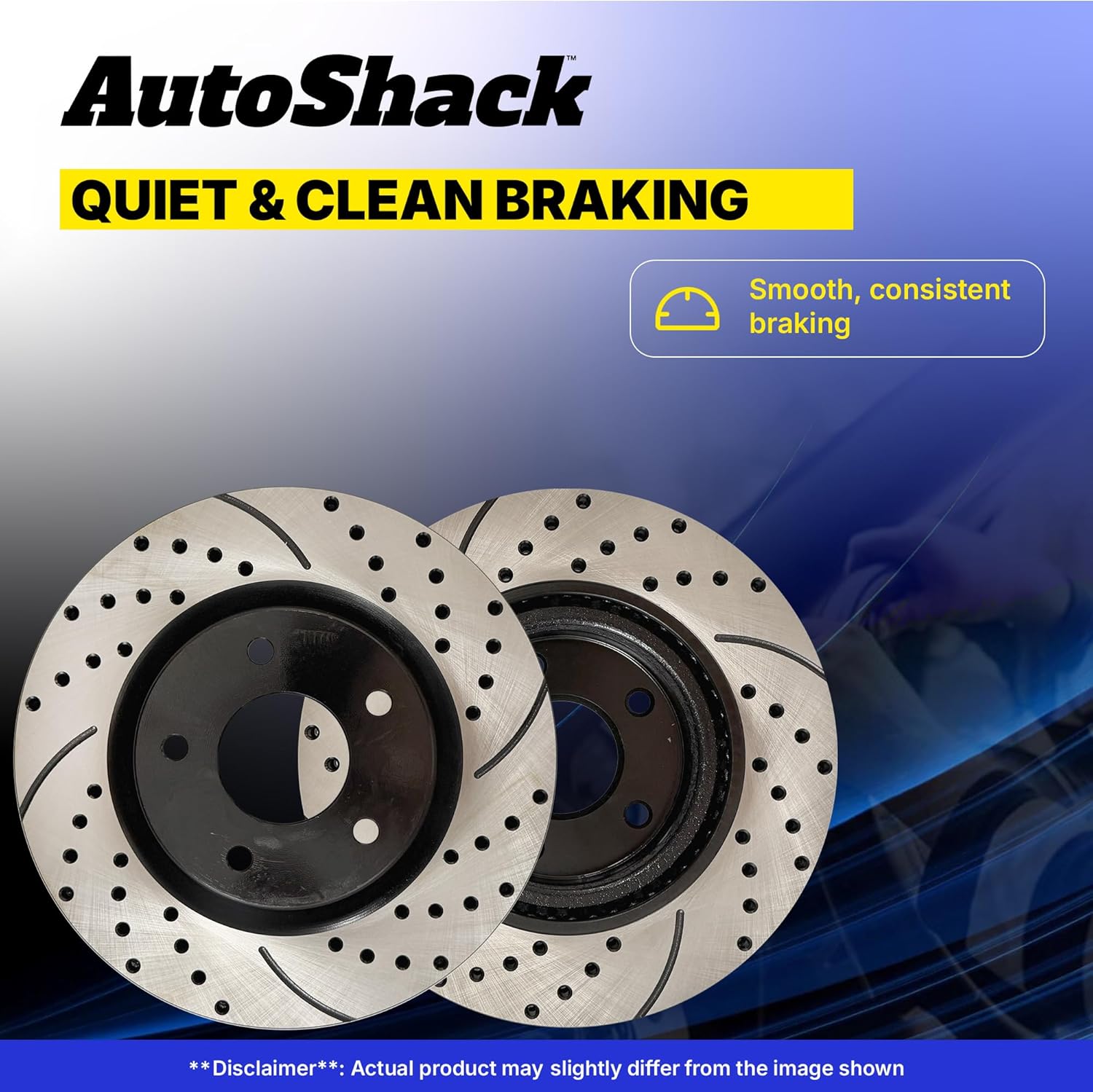 AutoShack Front & Rear Drilled & Slotted Brake Rotors Replacement for 2012-2018 Ford F-150 2.7L 3.0L 3.3L 3.5L 3.7L 5.0L 6.2L V6 V8 4WD AWD RWD E-Coated 4-PC Set ShadowGuard