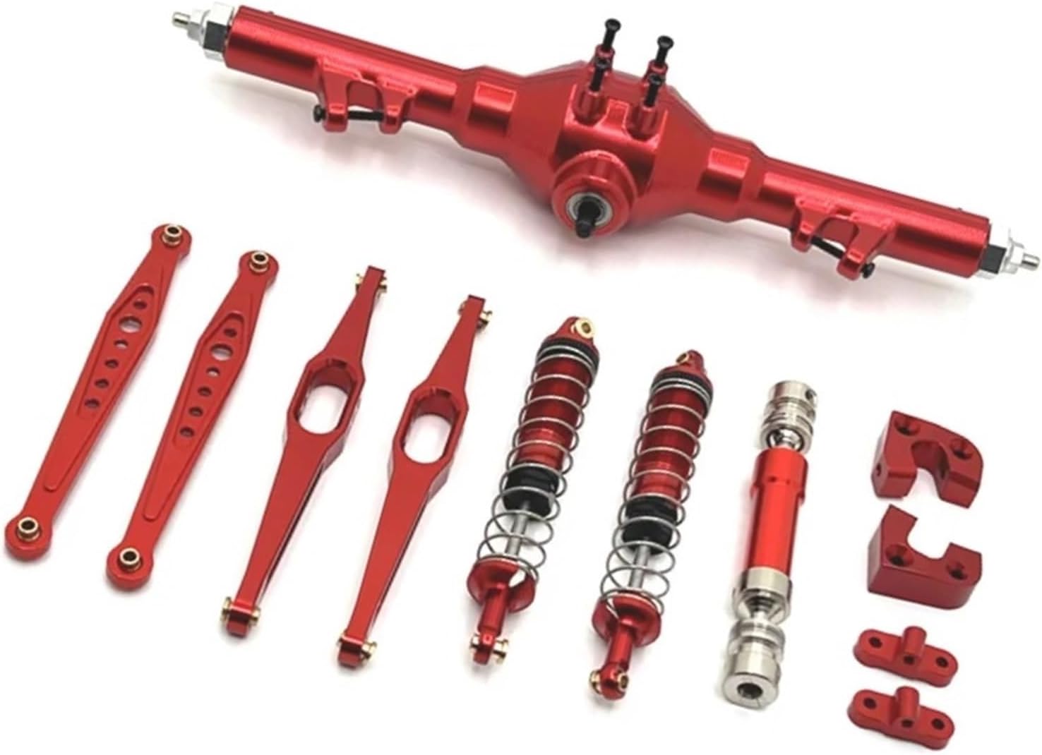 RC Repair Parts for Wltoys 124006 12423 12427 12428 12429 Metal Rear Axle Drive Shaft Shock Absorber Trailing Arms 1/12 rc Cars Parts Kit(Red)