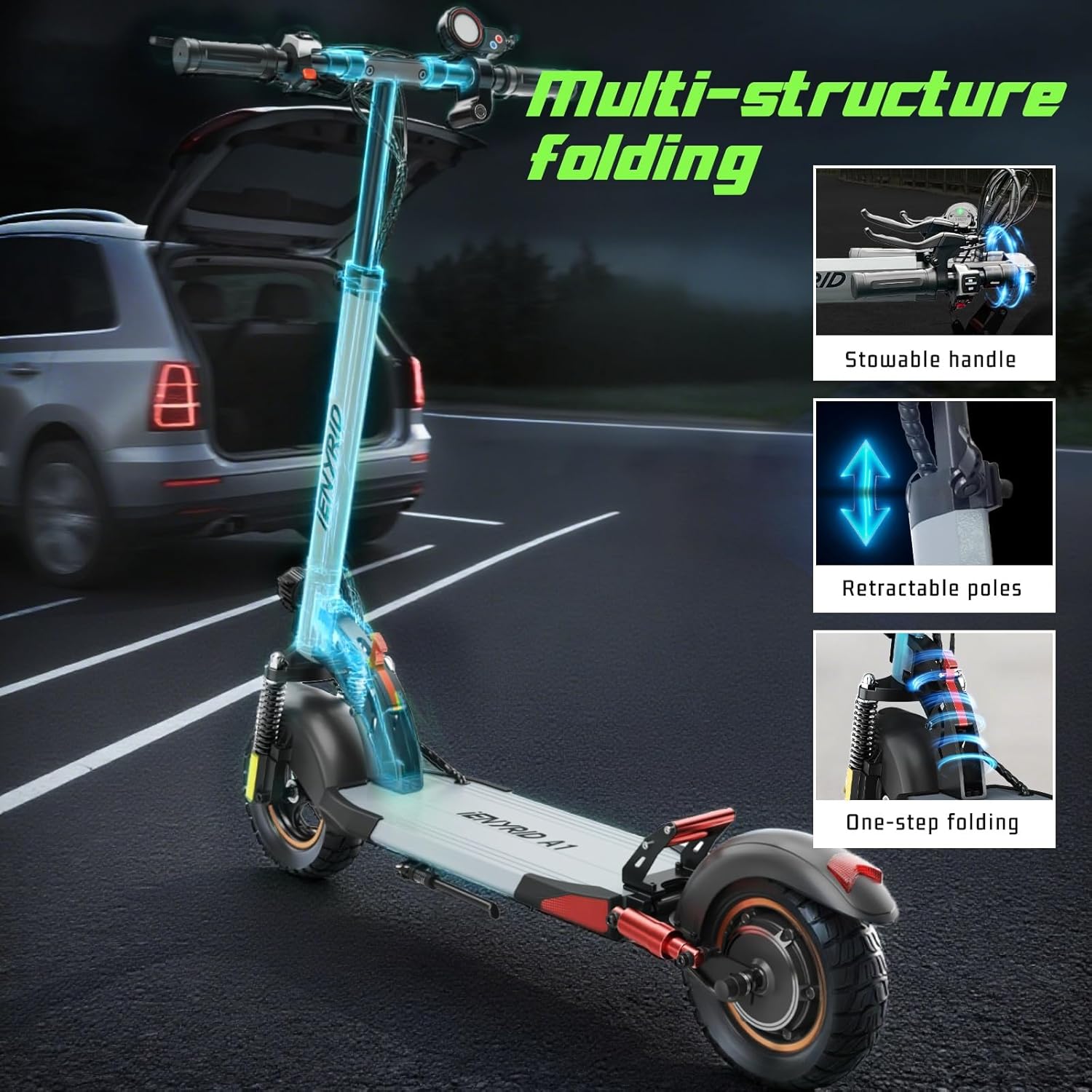 Electric Scooter,Peak 1000W High Power Motor 28MPH,28Miles Long Range,10