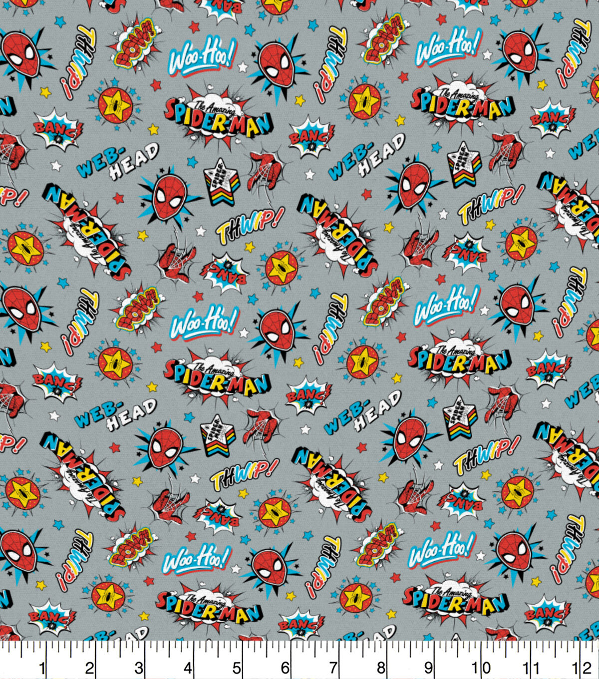 Spiderman Knit Cotton Fabric-Pow, Thwip, & Woohoo