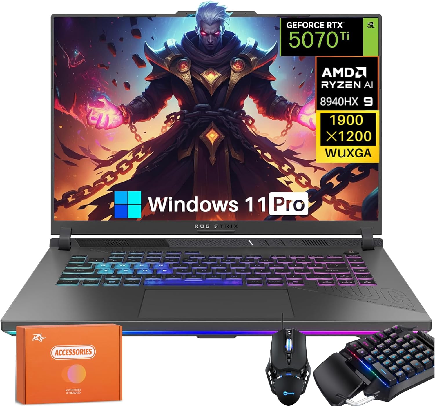 ASUS 2025 ROG Strix G16 Gaming Laptop, RTX 5070Ti 12GB GDDR7, Ryzen 9 8940HX (16 Cores, Up to 5.3GHz), 64GB DDR5, 2TB SSD, 16