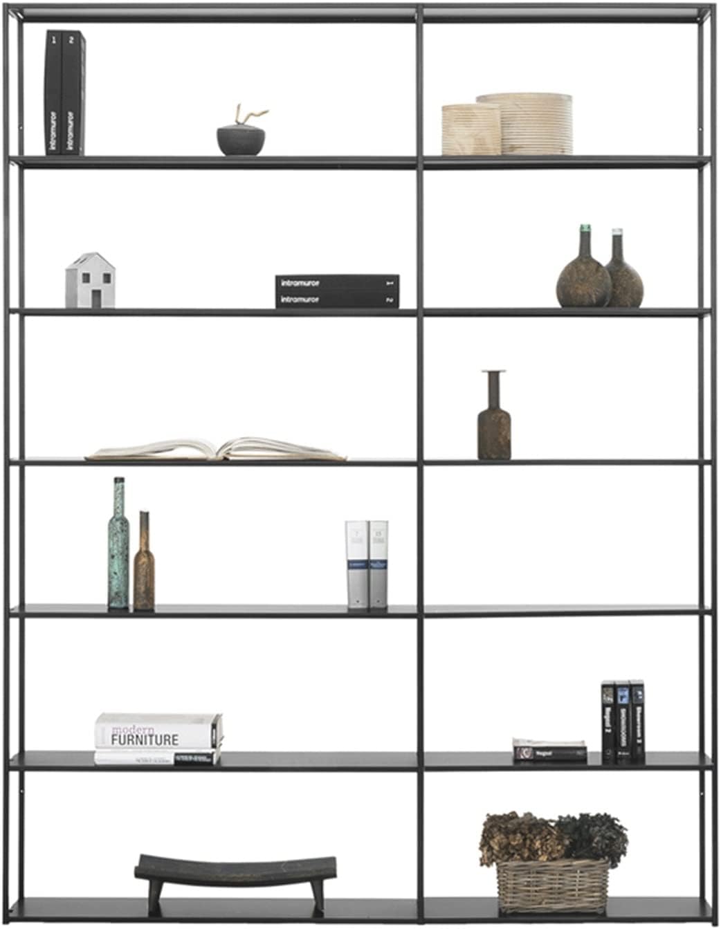 HEXEH Shelf Bookcase Simple Wrought Iron Bookshelf Against The Wall Shelf Living Room Office Display Shelf Multi-Layer Floor Partition Shelf Bookcase Storage Shelves (Size : 160x25x180CM)