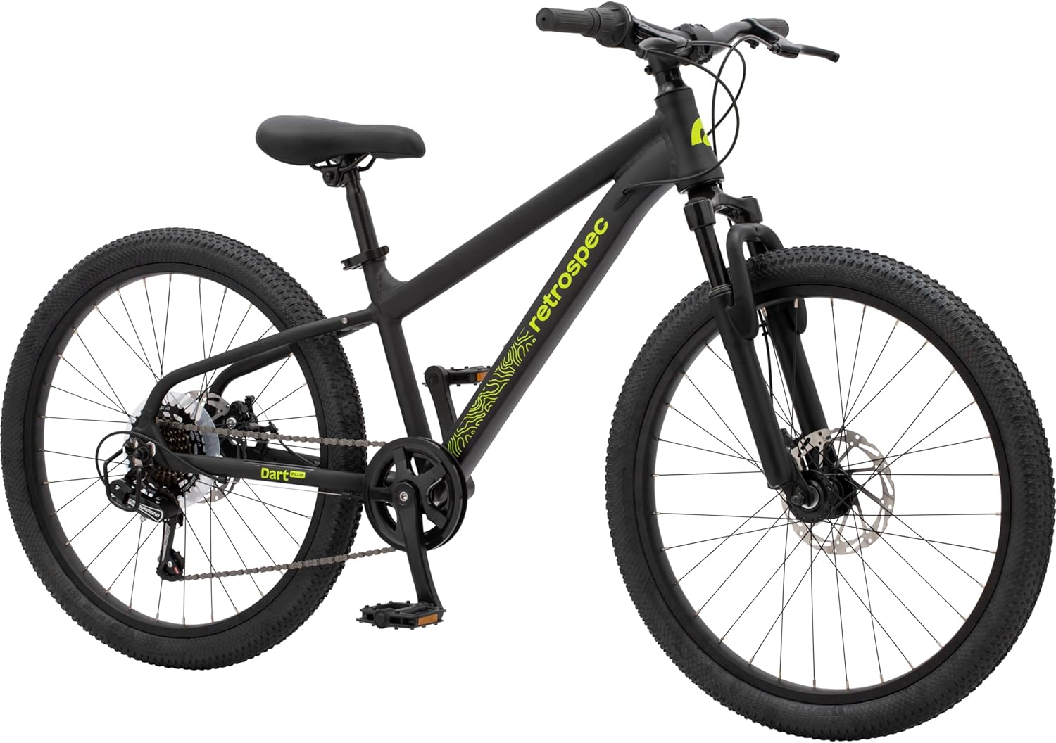 Retrospec Dart Plus 24-Inch Kids Bike, 7-Speed Aluminum Bicycle with Disc Brakes for Boys & Girls 8-11 Years Old, Lightweight Frame & Front Suspension