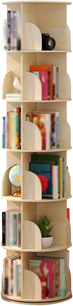 Book Rack Storage Living Room Simple 360° Rotation Book Shelf, Multi-layerfloor-standingpine Picture Book Bookcase, Easy to Install Storage Rack Ornament (Color : Primary Color, Size : 190 * 44cm)